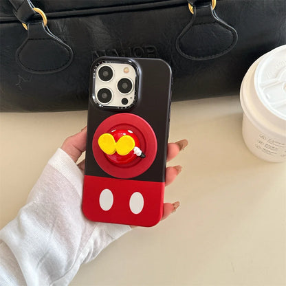 New Cartoon Mickey and Minnie Bottom Stand Phone Case For iPhone