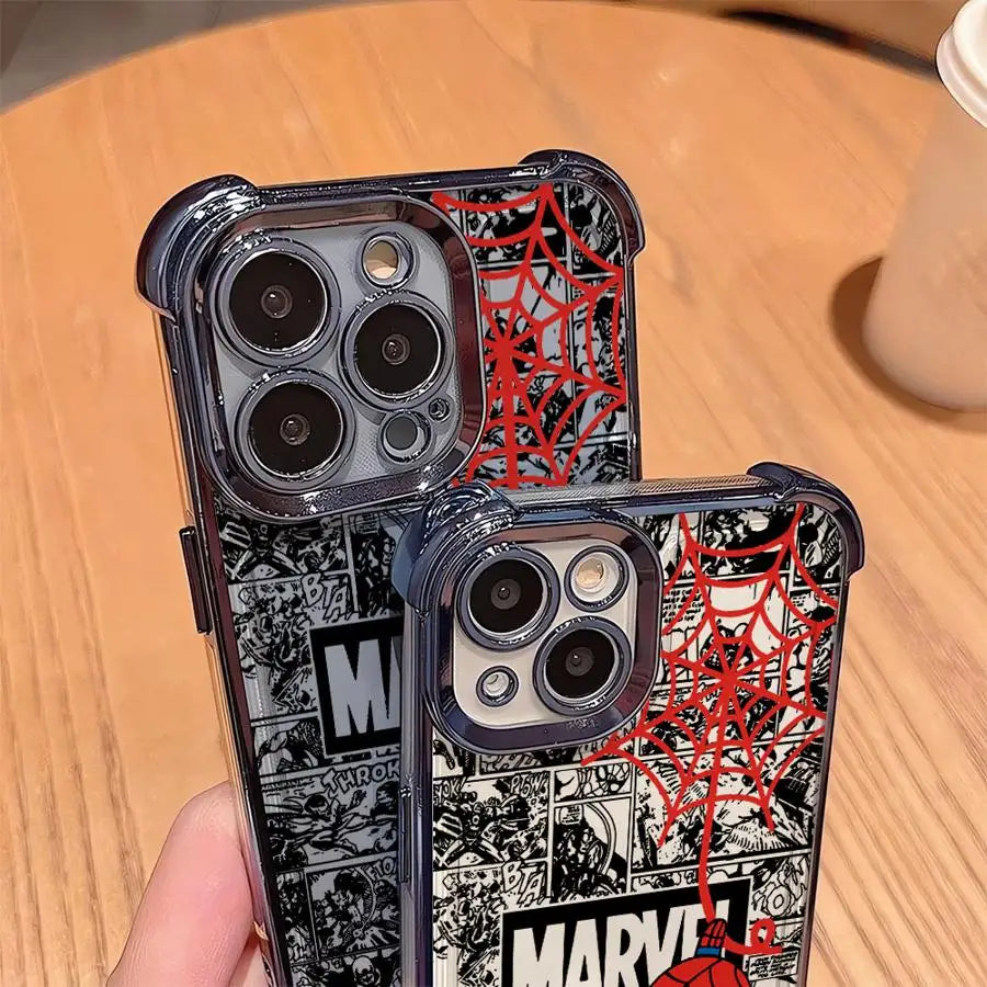 Clear Marvel Spiderman Phone Case For iPhone – Cartoon Design