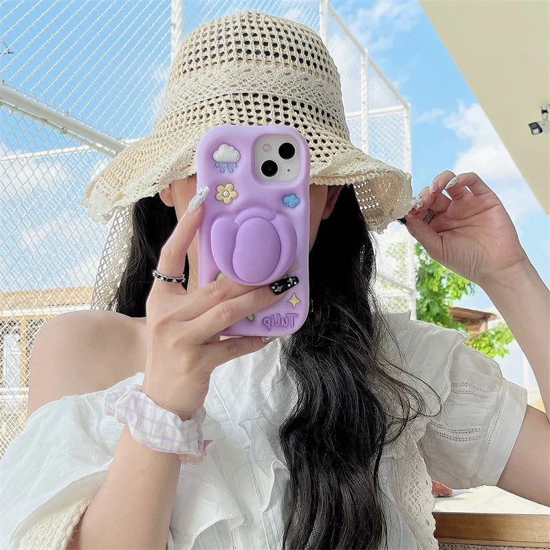 Funny 3D Cartoon Tulip Flower Soft Silicone Phone Case