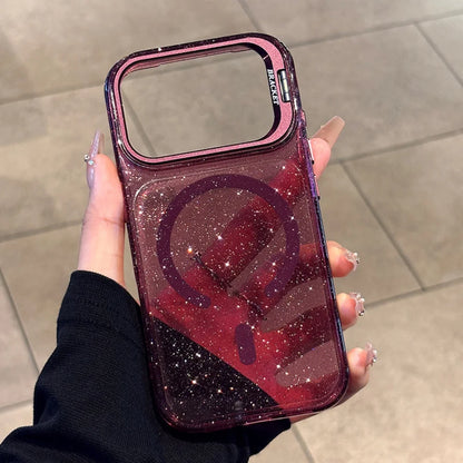 Hot Sales Jelly Glitter Lens Stand Magnetic Phone Case For iPhone