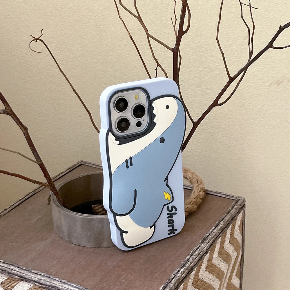 Cute 3D Cartoon Shark Phone Case For iPhone