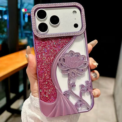 Glitter Flower Cover Funda For iPhone Shiny Soft Shockrof Case