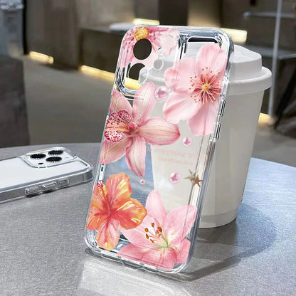 Purple Flower Phone Case For iPhone Shockproof Soft Clear Cover