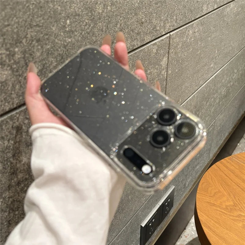 Bling Glitter Clear Shockproof iPhone Case with Lens Protection