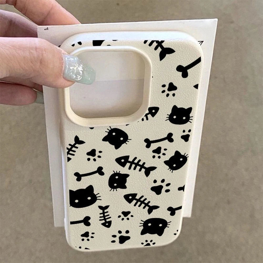 Lovely Bear iPhone Case With Litchi Leather Texture