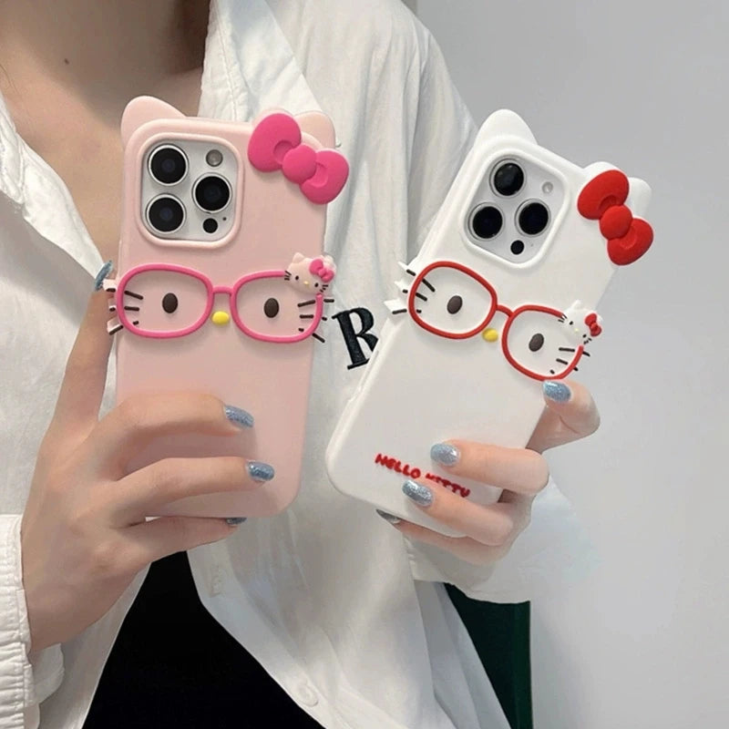Glasses Cat For iPhone Silicone Soft Cover Case
