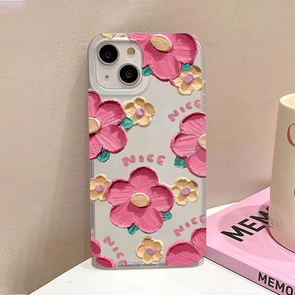 Oil Painting Flower Phone Case For iPhone