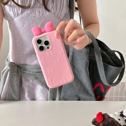Cute 3D Cartoon Bowknot Phone Case For iPhone