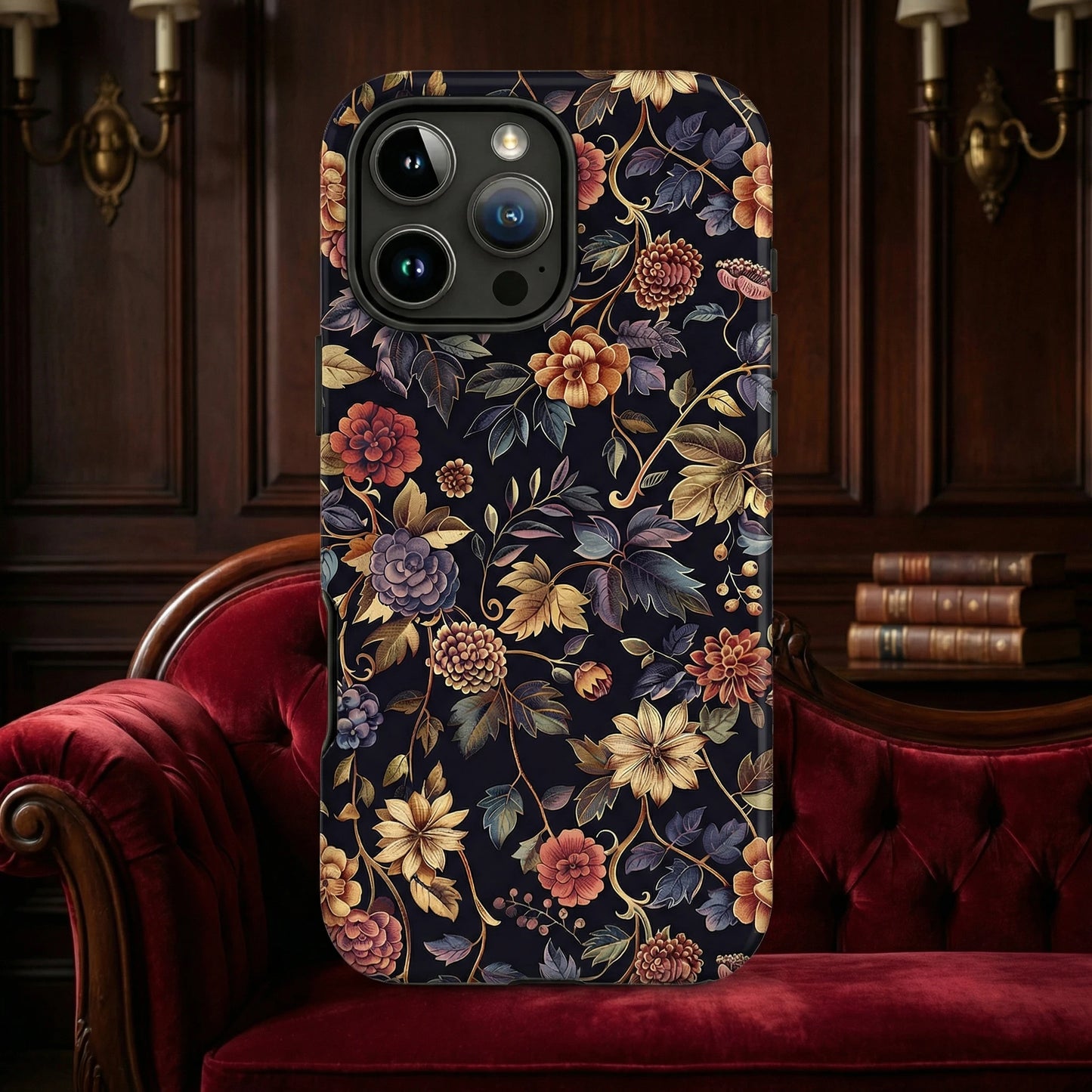 For Magsafe Retro Flower Case For iPhone Magnetic Shockproof Cover
