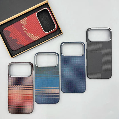 Carbon Fiber Kevlar Aramid Fiber Hard Shell Lightweight Business Black Protective Cover For iPhone