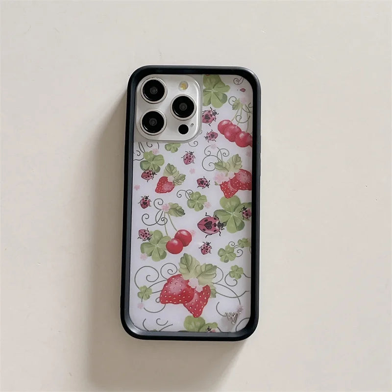 Wildflower Fruit Tart Turri Cherry Phone Case For iPhone Bugs Berries Cover