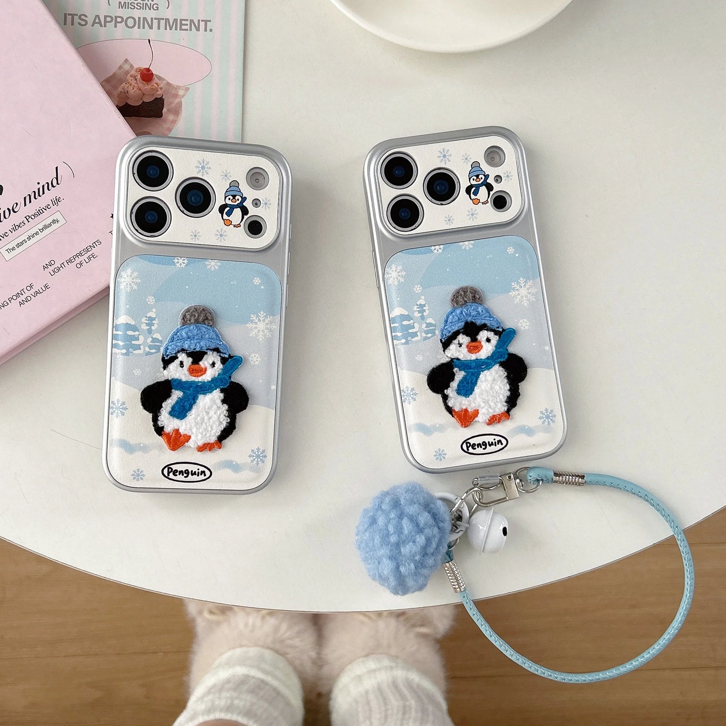 Embroidered Plush Penguin Phone Case For iPhone
