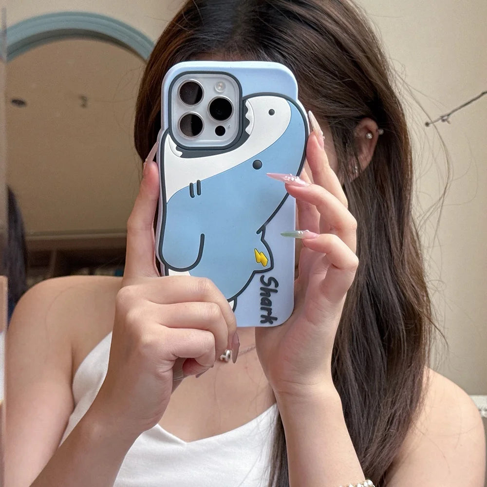 Cute 3D Cartoon Shark Phone Case For iphone