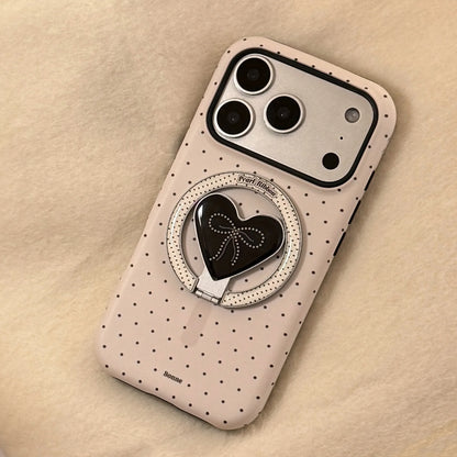 Korean Polka Dots Love Heart Bracket Magnetic Phone Case For iPhone