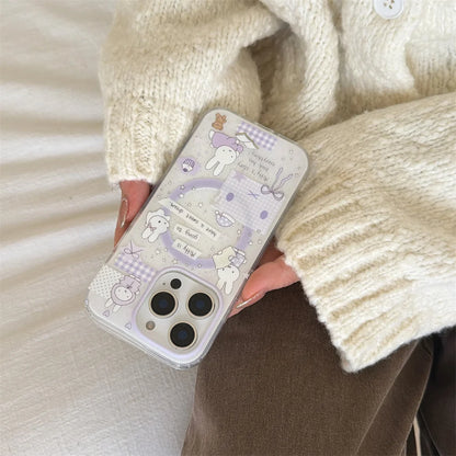 Korean INS Star Bow Rabbit With Magsafe Stand Phone Case For iPhone