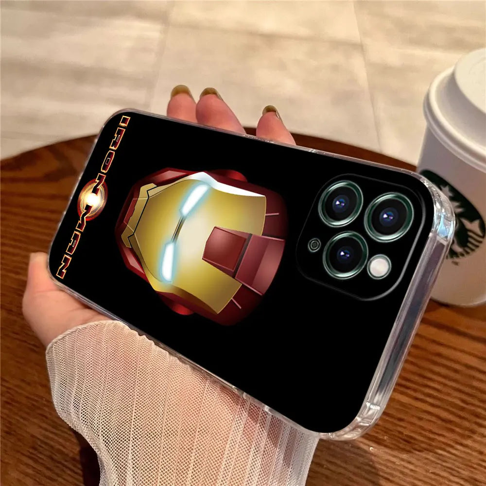 Marvel Cap USA Ironman Hulk Transparent Phone Case For iPhone