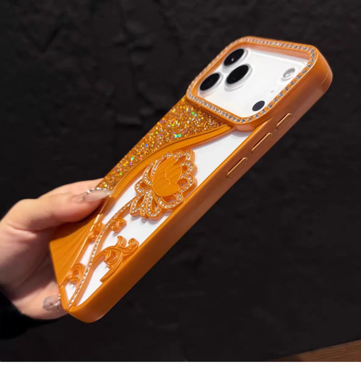Glitter Flower Cover Funda For iPhone Shiny Soft Shockrof Case