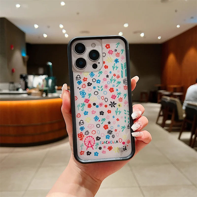 Wildflower Pink Polka Dot Cross Girl Phone Case For iPhone