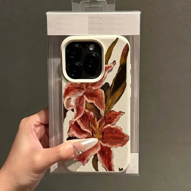 Pink Lily Oil Painting iPhone Case – Soft Silicone Cover