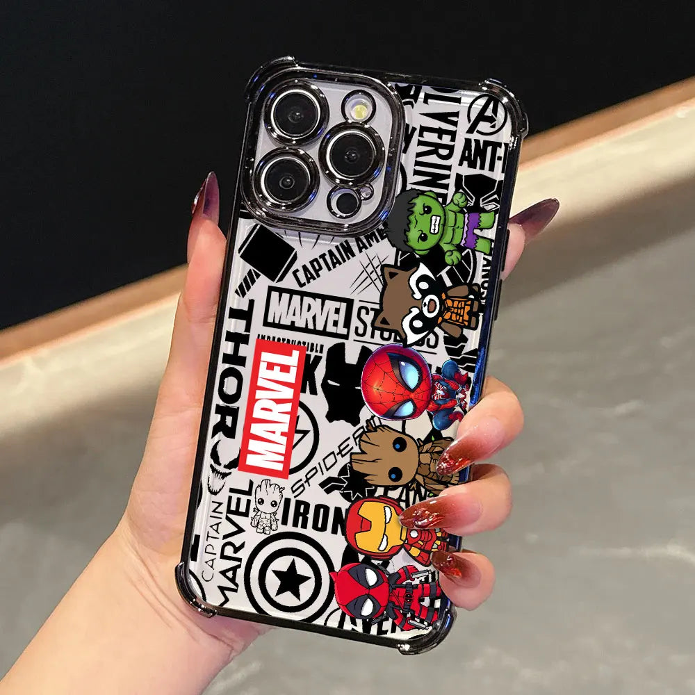Cool Anime Marvel Hero Luxury Plating Phone Case For iPhone