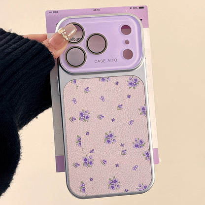 Luxury Ins Flower Large Window Phone Case For iPhone Camera Film Protector Shockproof Ultra Slim Cover