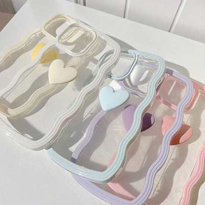 Fashion Wave Frame 3D Love Heart Phone Cover For iPhoneCase