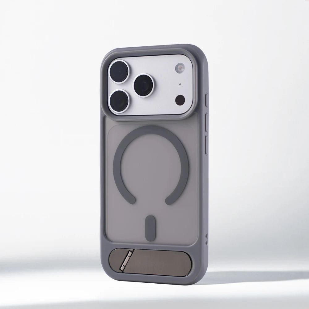 Matte Translucent MagSafe iPhone Case, Metal Holder Bumper