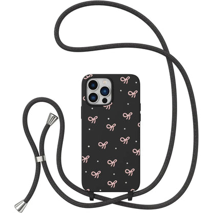 Pink Bow Case With Adjustable Strap For iPhone