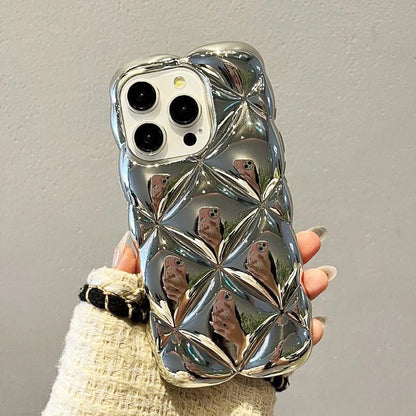 Fashion Plating Silver Rhombus Plaid Pattern Phone Case