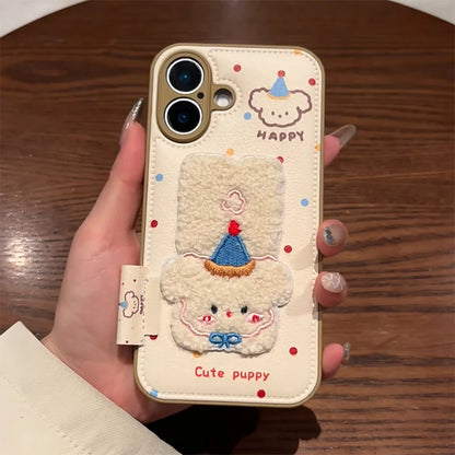Cartoon Cute Towel Embroidered Dog Phone Case