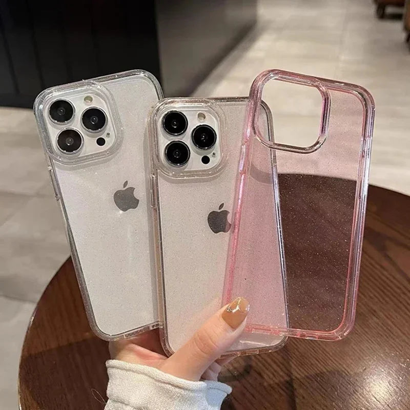 Pink Glitter Bling Clear Soft Case For IPhone