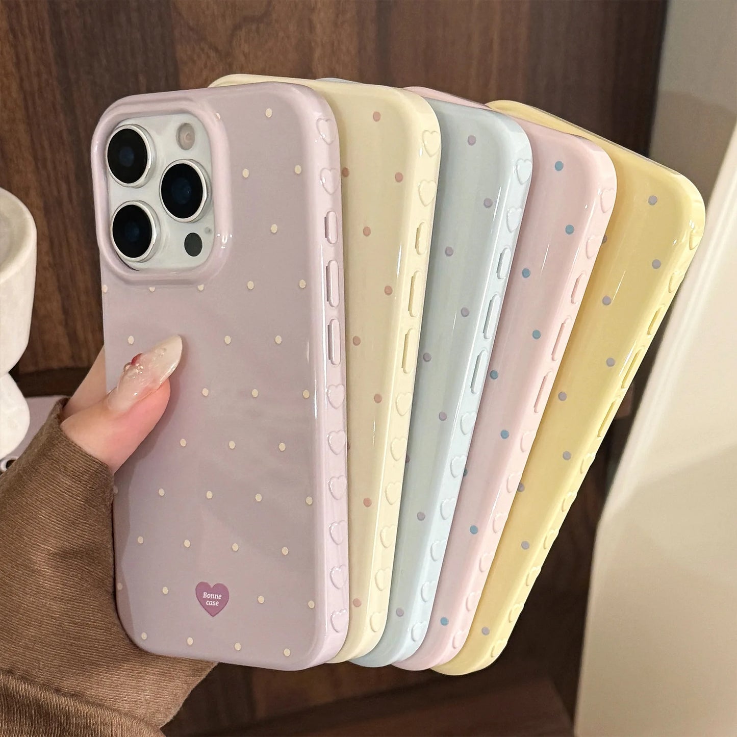 Korean Full Screen Candy Colors Polka Dot Soft Phone Case For iPhone
