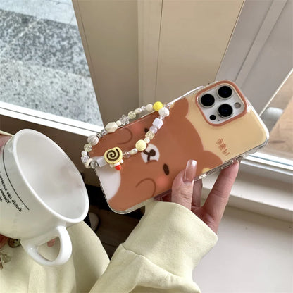 Crystal White Light Pinching Face Teddy Bear Phone Case