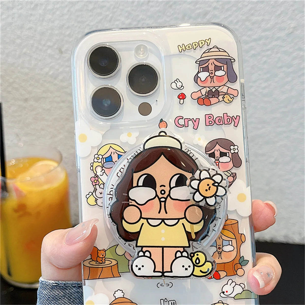 Kawaii Cartoon Cry Girl Magnetic Phone Case For iPhone