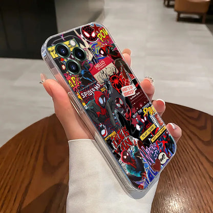 Miles Morales Spiderman Gwen Transparent Phone Case For iPhone