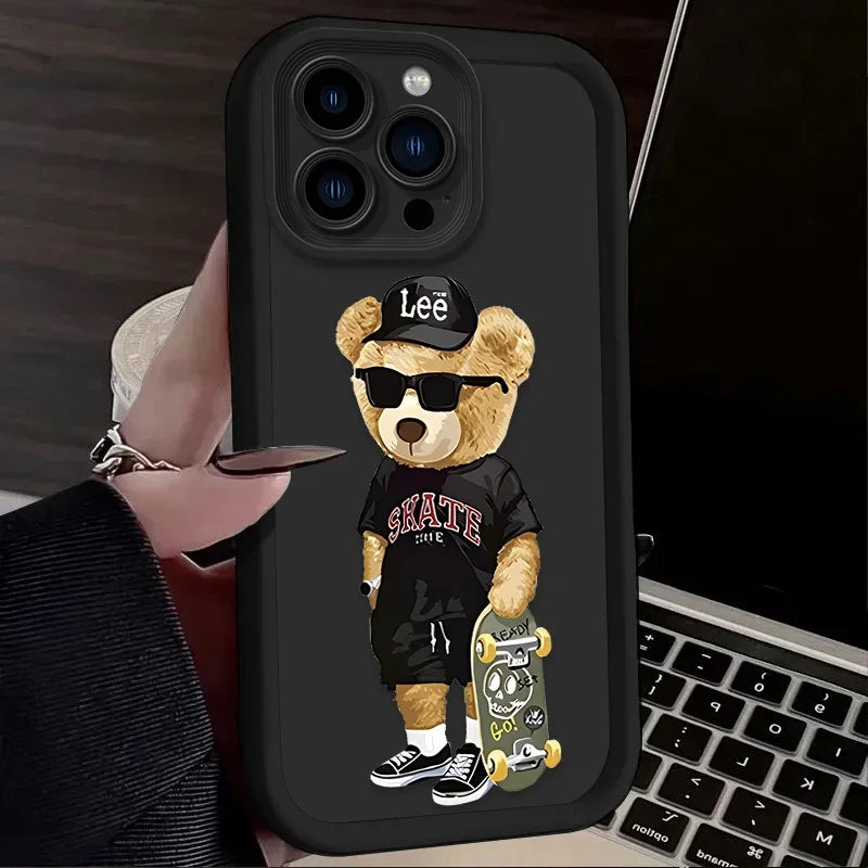 Fashion Luxury Bear Phone Case For iPhone – Soft Silicone Cover
