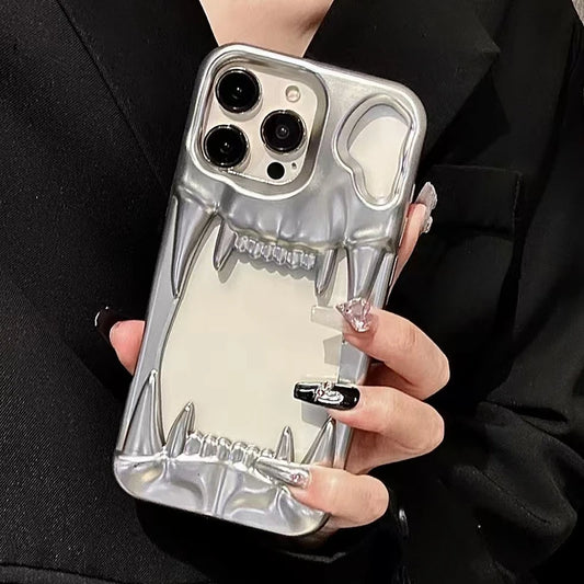 Fashion Metal Matte Silver Tiger Tooth Heat Dissipation Phone Case
