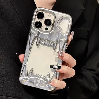 Fashion Metal Matte Silver Tiger Tooth Heat Dissipation Phone Case