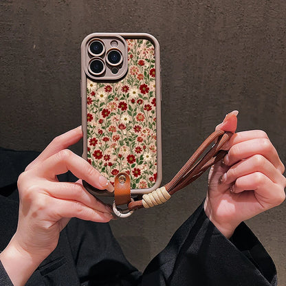 Cute Floral Lanyard Strap Phone Case For iPhone Soft Silicone Cover