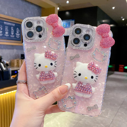 3D Cute Cartoon Glitter iPhone Case with Sparkle Design