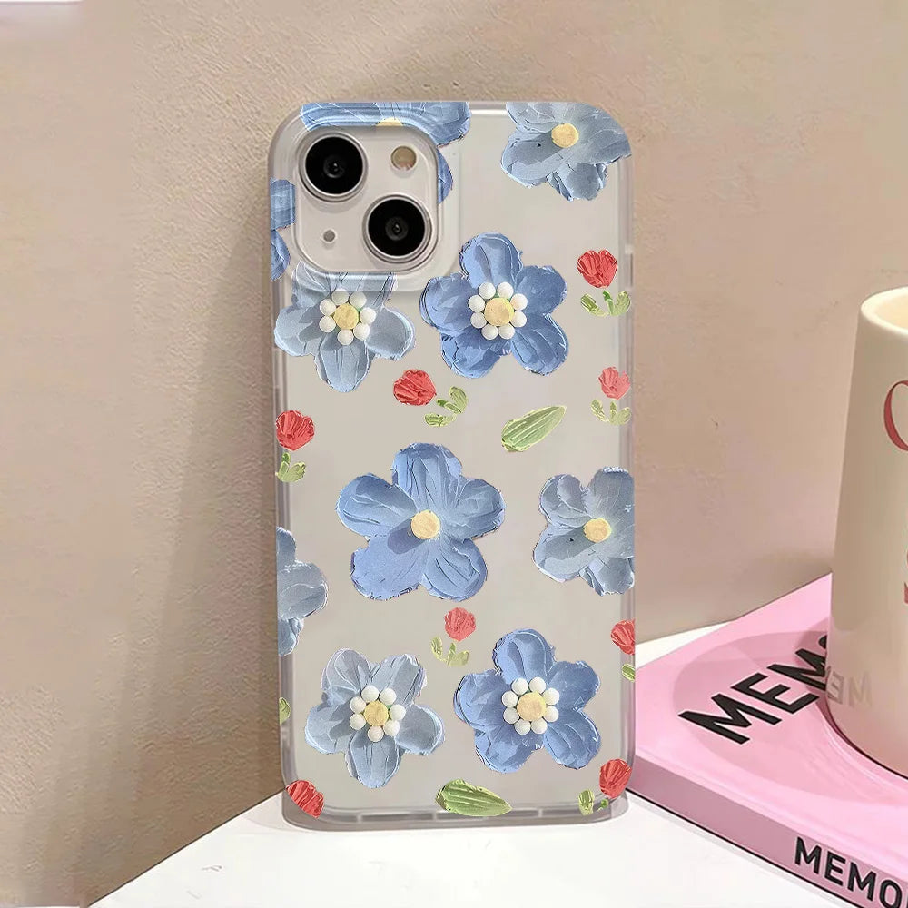 Oil Painting Flower Phone Case For iPhone