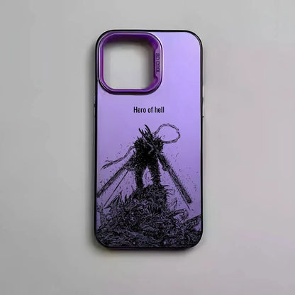 Anime Chainsaw Man iPhone Case – Multicolor Metallic Matte Finish