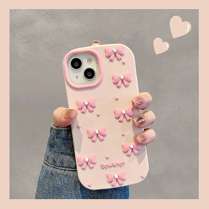 Pink Bowknot Stand Holder Phone Case