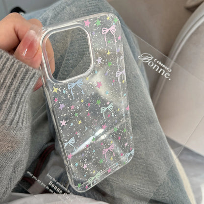 Glitter Star Bowknot Phone Case For iPhone