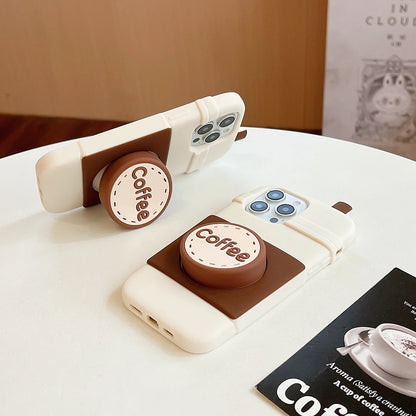 Fashion 3D Coffee Bracket Soft Silicone Phone Case