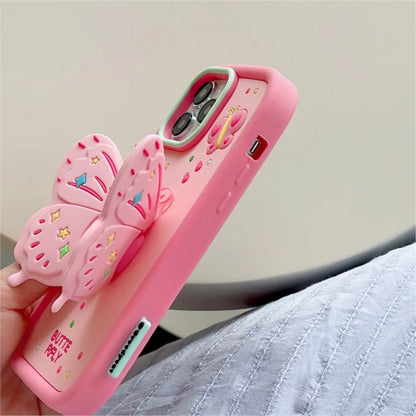3D Butterfly Folding Bracket Phone Case For iPhone