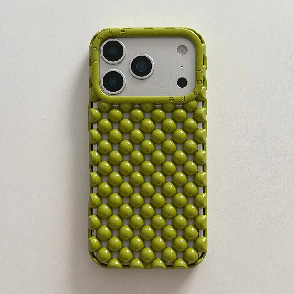 Electroplated Orange Pearl Pattern Phone Case For iPhone Soft Shockproof Silicone Cover Girls