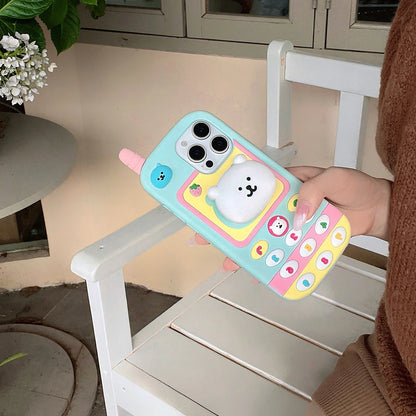 Cartoon Nagano Bear Telescopic Bracket Phone Case