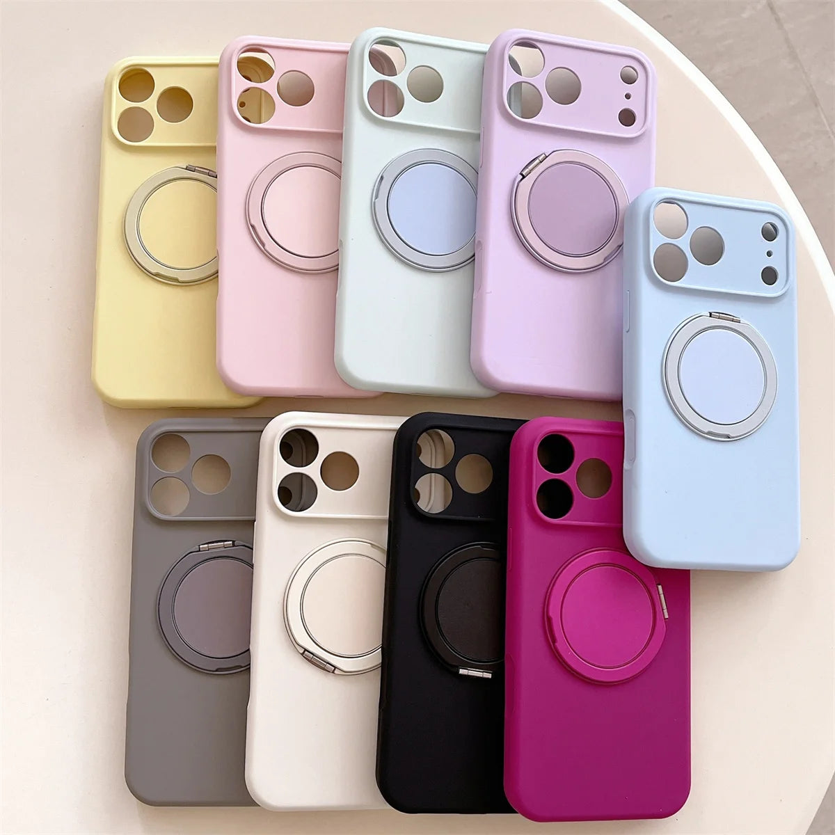 360 Rotate Bracket For Magsafe Magnetic Phone Case For iPhone Stand Silicone Soft Protective Cover