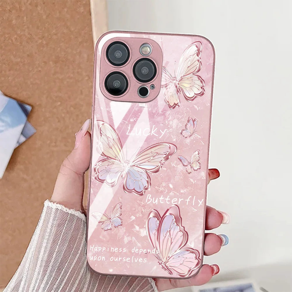 Tempered Glass Phone Case For iPhone